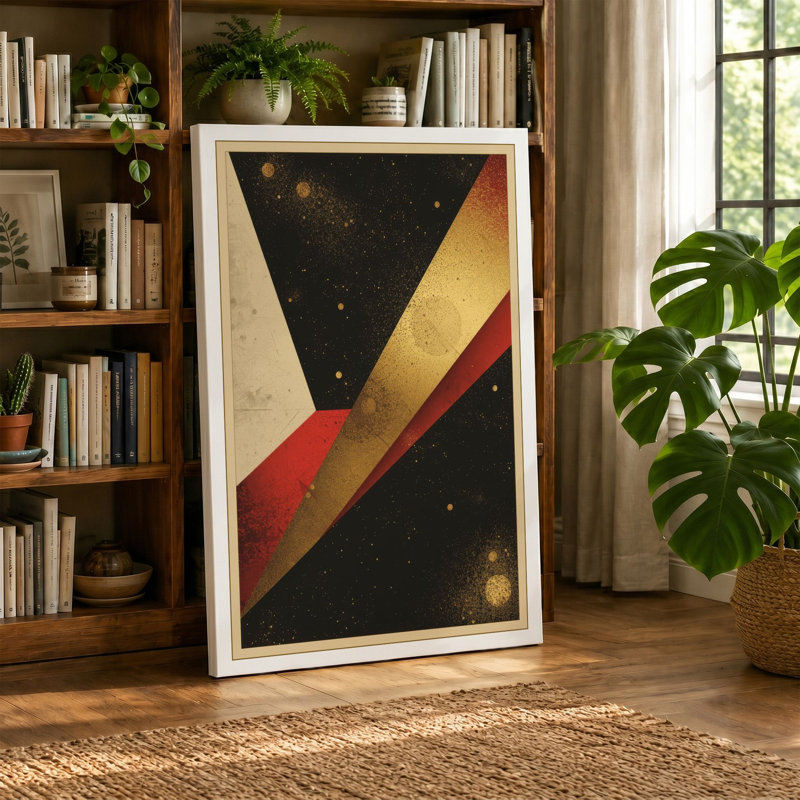 Celestial Geometry Art Deco - Wrapped Canvas, 24x16 - 61.0 x 40.6 cm, Teal Border