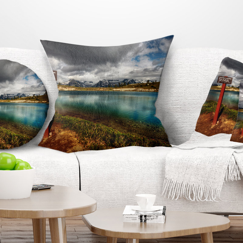 Coussin Azure Mountain, 16 po x 16 po, Coussin décoratif