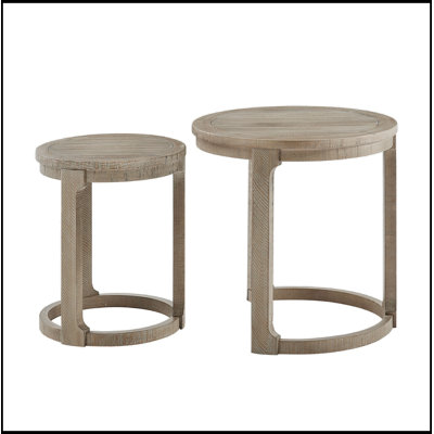 Ensemble de 2 Amabilia rondes en bois avec des pieds robustes