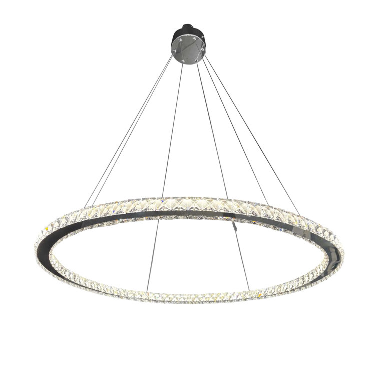 1 Thin Ring Crystal Dimmable CCT LED Chrome Chandelier
