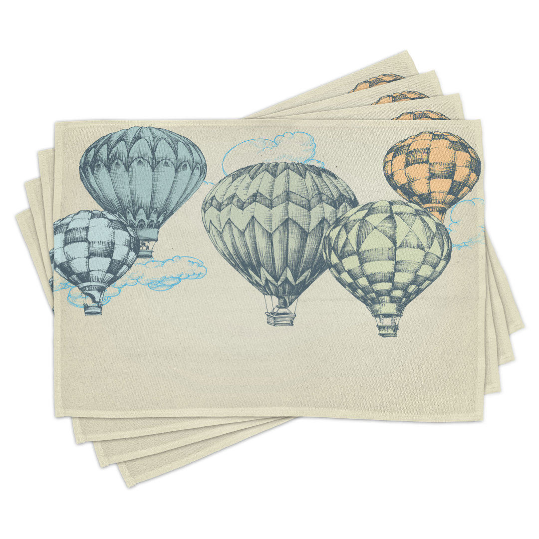 Platzdeckchen 4er Set, Luftballons im Himmel, Grün Blau