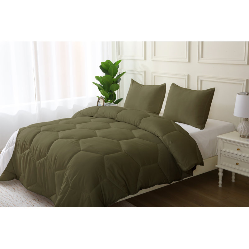 Ensemble d'édredon surdimensionné en microfibre Better Style Home, Édredon pour très grand lit + 2 taies décorativ, Vert