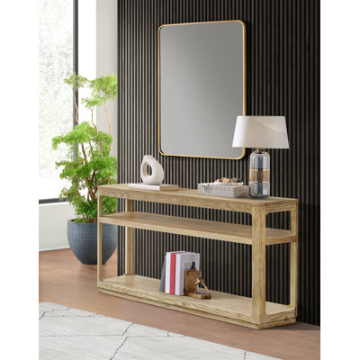 Console de canapé en bois Mariet avec tablettes