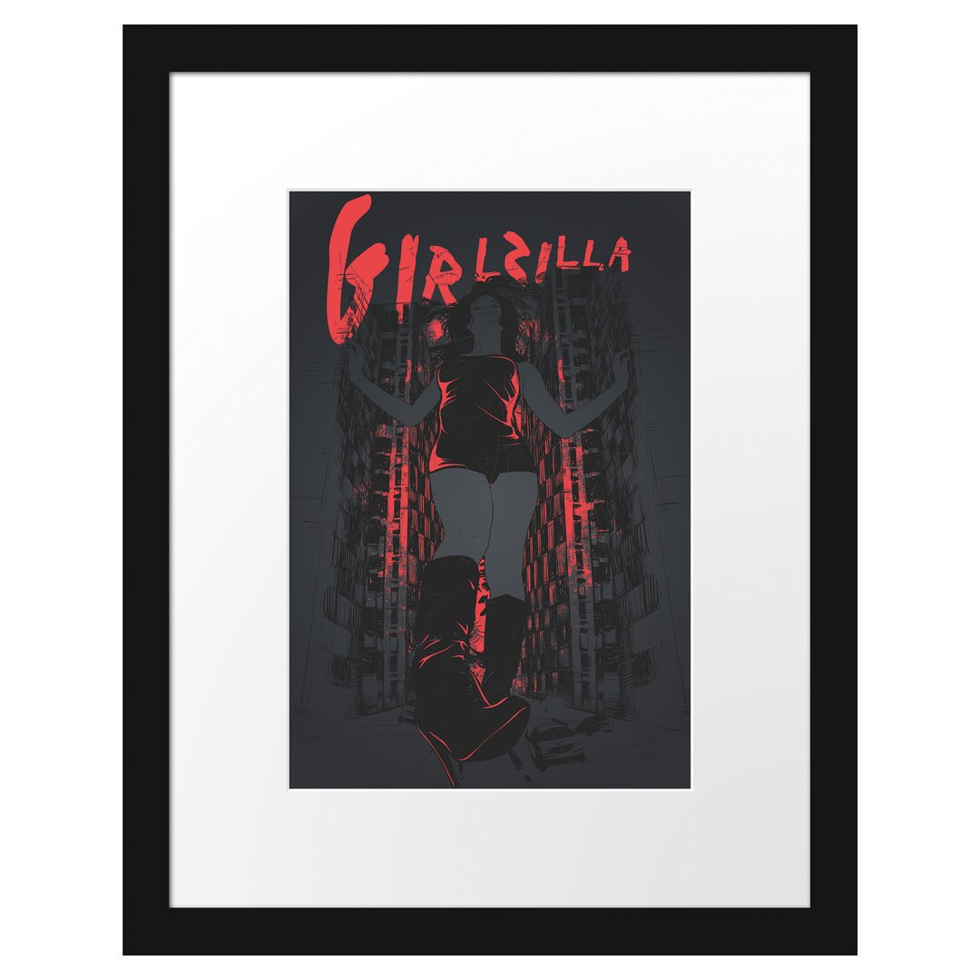 Gerahmtes Poster Girlzilla Black