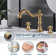 8 inch 2 Handles 3 Holes Widespread Bathroom Sink Faucet Bathroom Vanity Faucet Basin Mixer Tap Faucet Matching Pop Up Drain with Overflow
