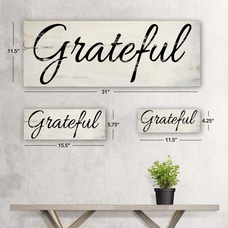 Plaque en métal Grateful, H 11,5 po x l 31 po