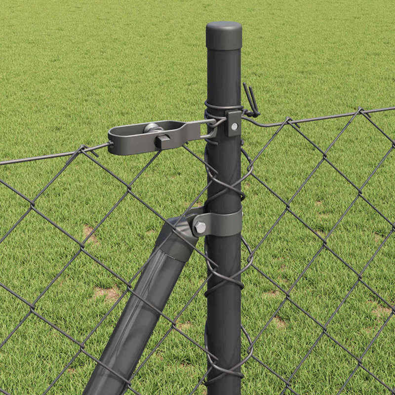 Vidaxl Chain Link Fence With Posts Steel, 100cm H x 1000cm W x 3.2cm D, Grey