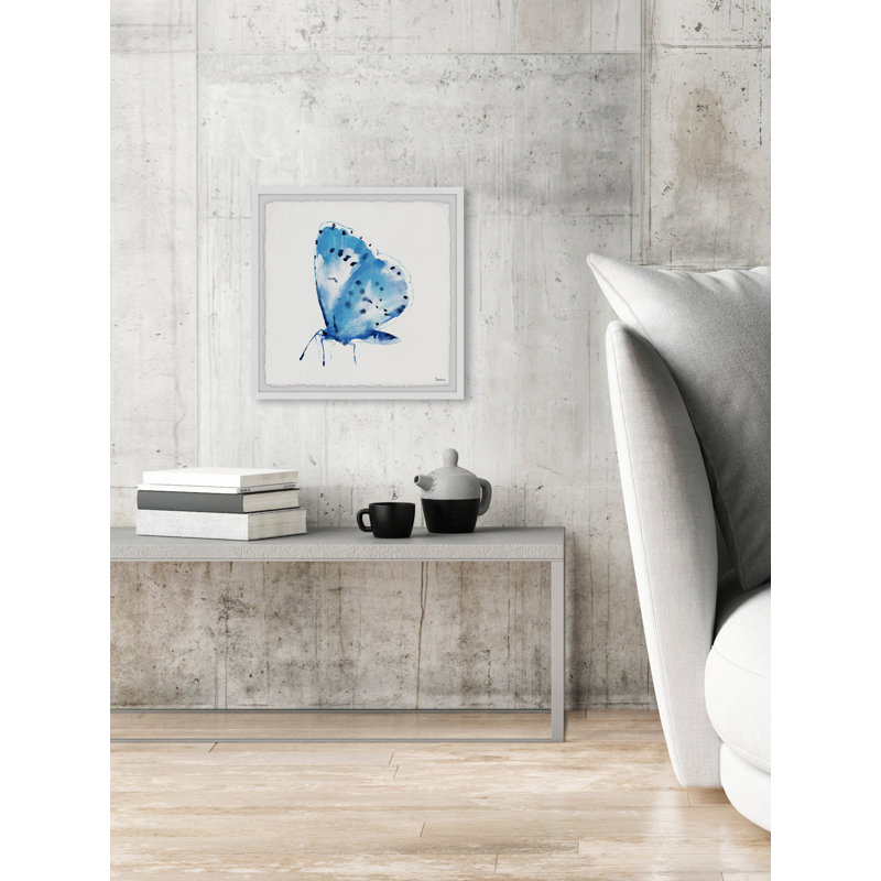 « big blue papillon », impression encadrée, H 12 po x l 12 po x P 1,5 po