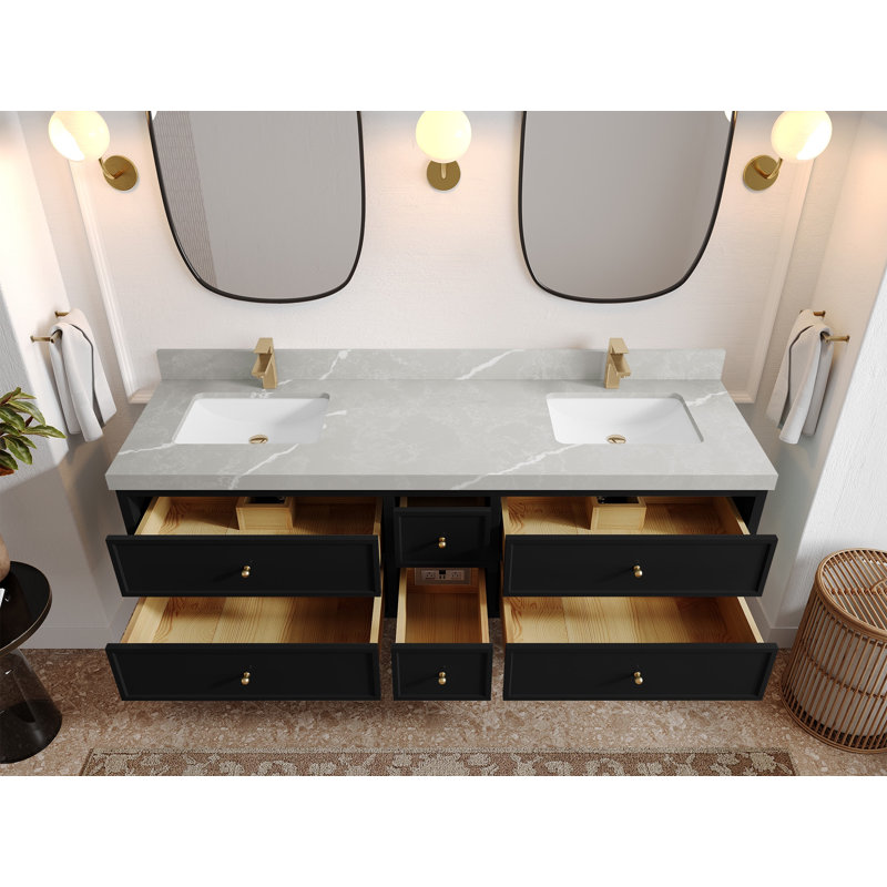 Meuble-lavabo double 72 po Roswell, Gris perle