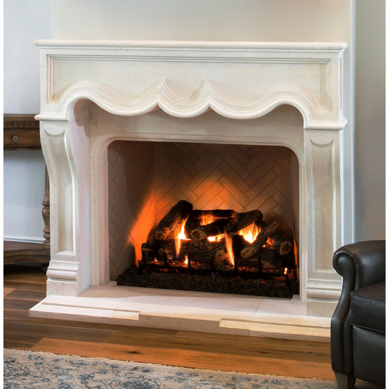 WFR-Eastern Sultan Fireplace Mantel – Hand-Carved Natural Limestone or Cantera Stone | Spanish Revival Stone Surround
