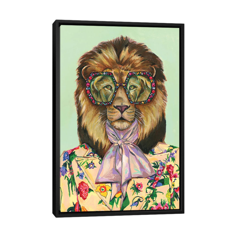 «Lion» par Heather Perry, impression sur toile tendue, H 40 po x l 26 po x P 1,5 po, Cadre noir
