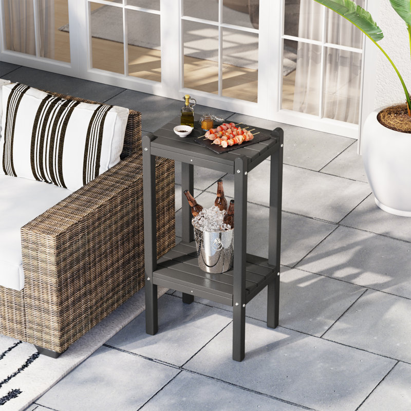 Laguna 18.45" W UV Resistant HDPE Side Table , Gray