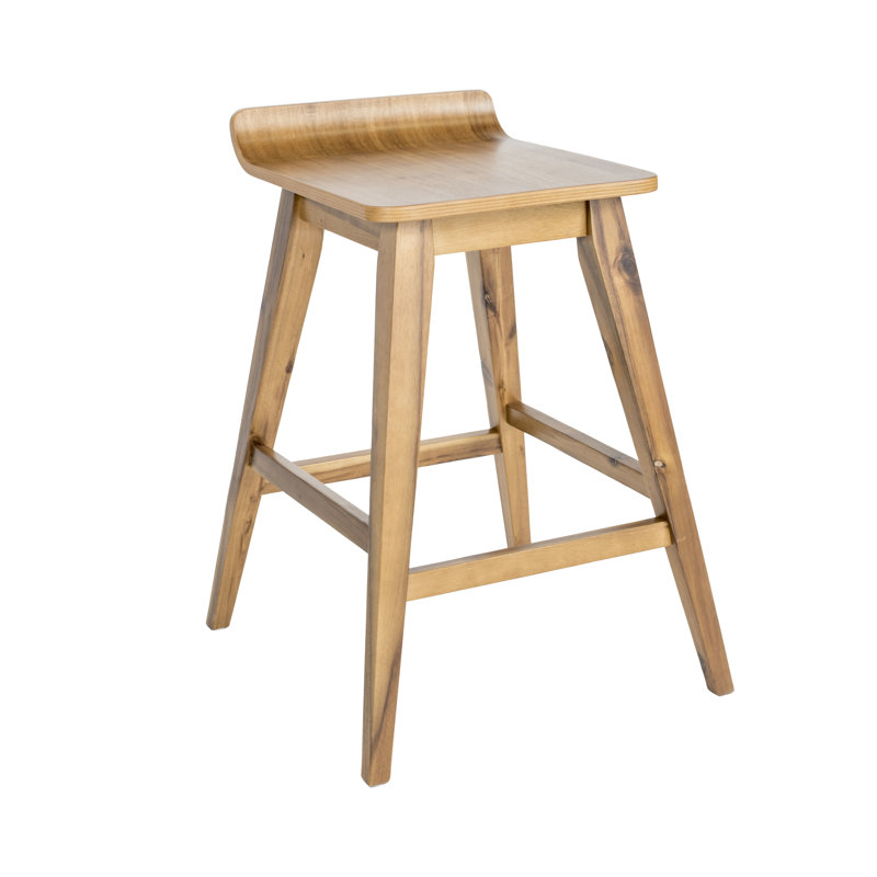 Acacia Wood Backless Counter Stool with Tapered Legs
