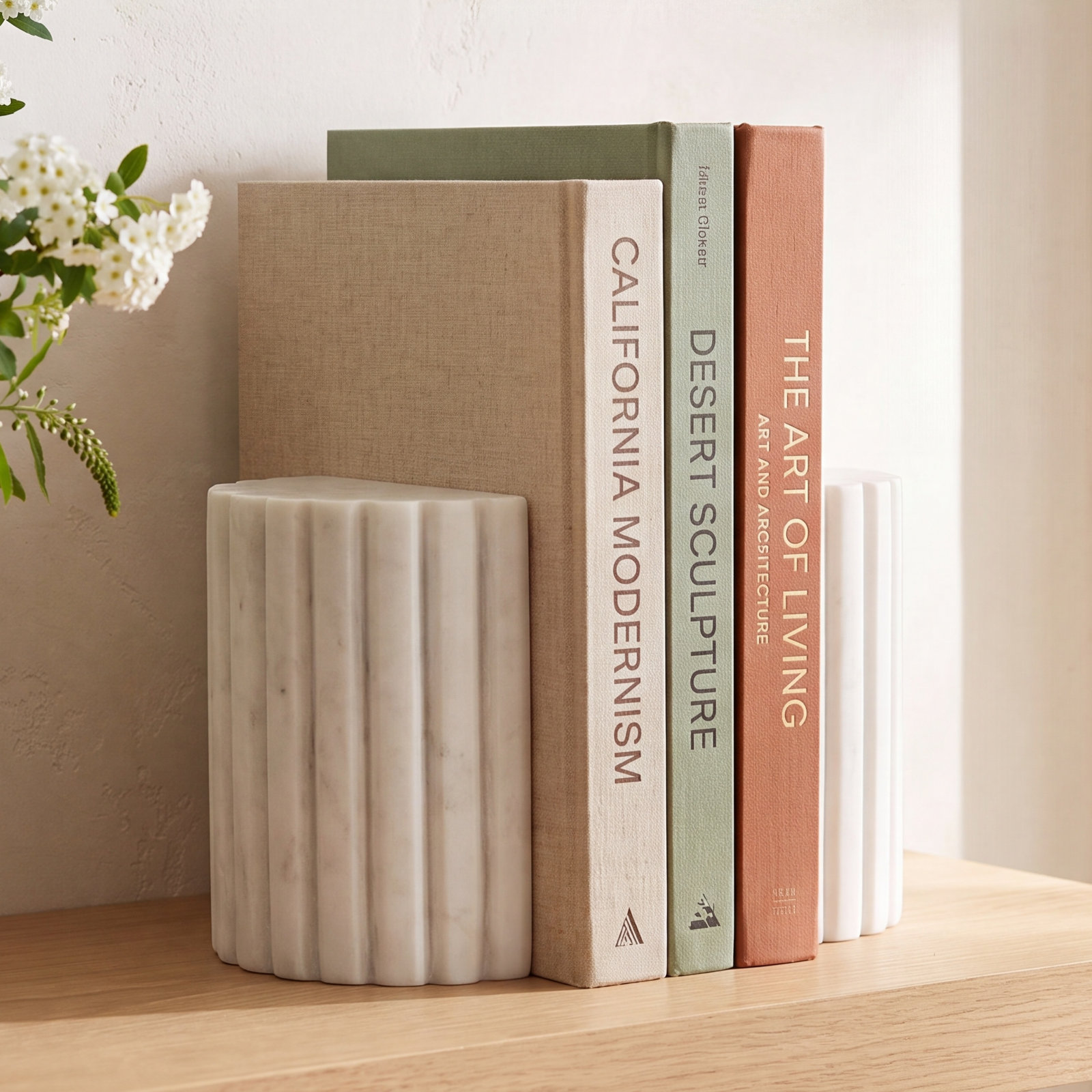 Marble Ribbed Decorative Bookends