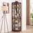 Lighted Glass Display Cabinet With Adjustable Shelves And Carved Cherry Decoration, Perfect For Home Or Office Use-632284891