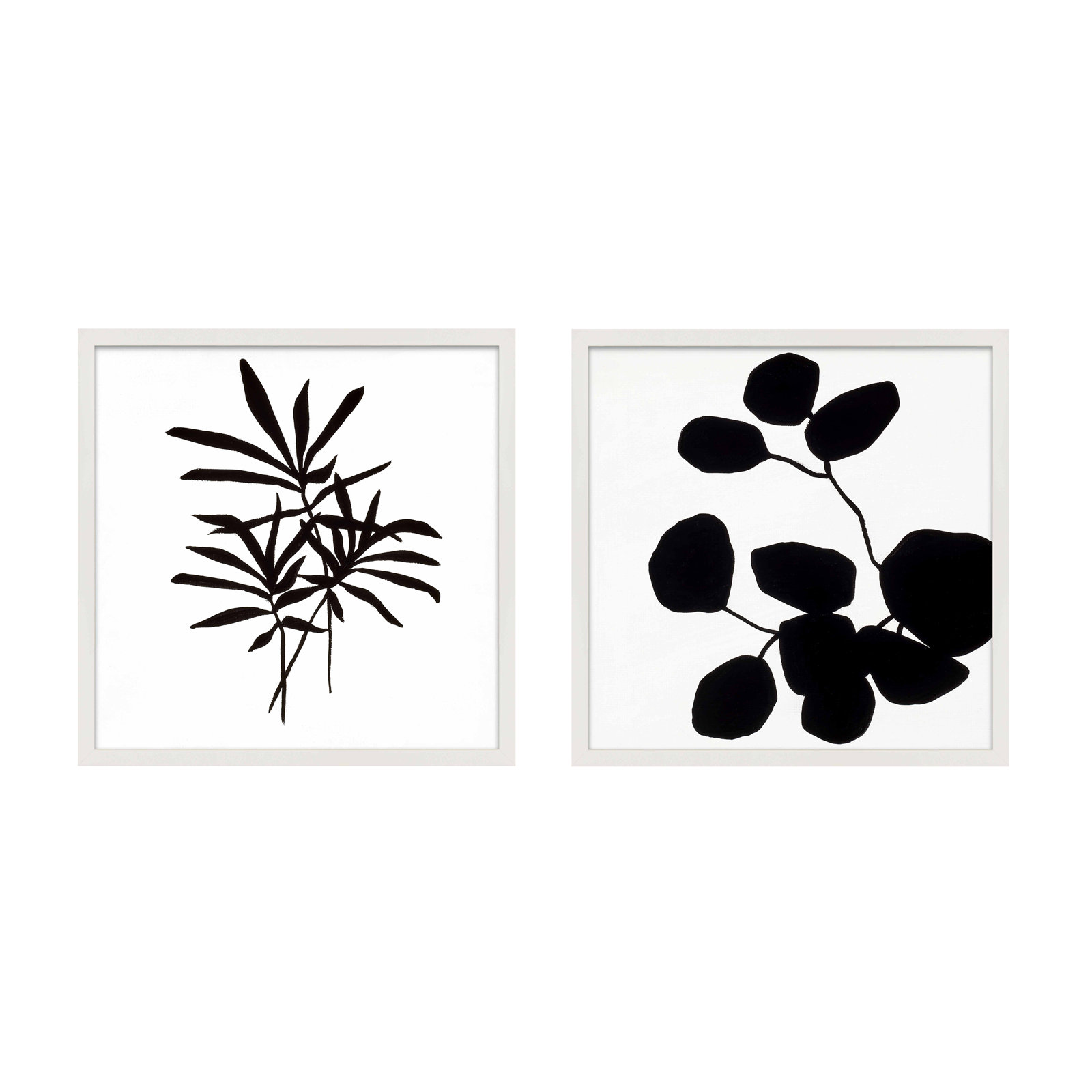Midland "Modern Botanical" 2-Piece Print Set, 16" H x 16" W x 1.25" D, White Framed Paper