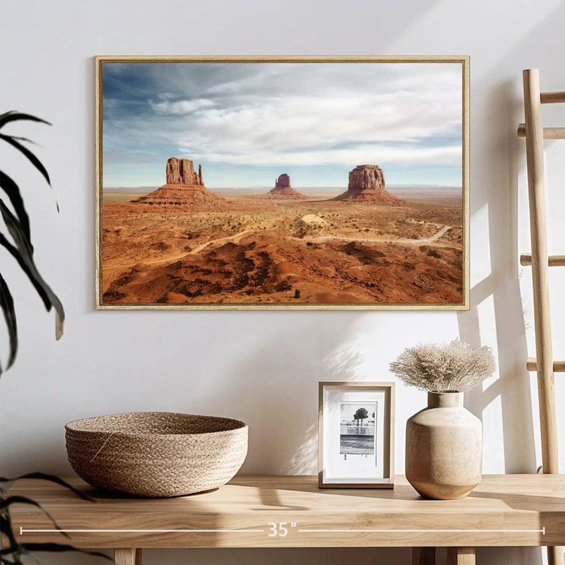 Arizona Monument Valley, 25 po x 17 po, Cadre flottant en bois naturel