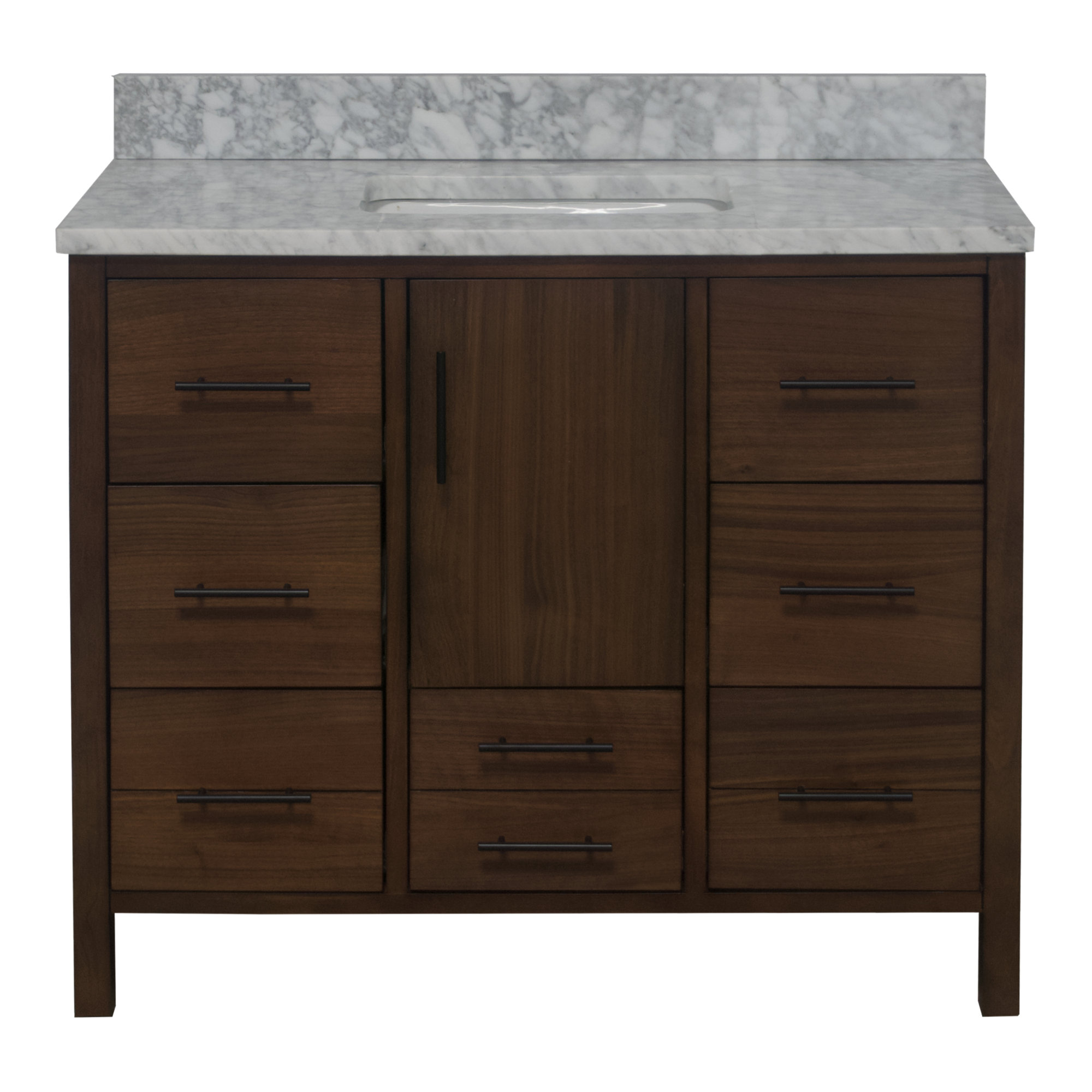 Kiara 42'' Single Bathroom Vanity, Carrara Marble, Walnut
