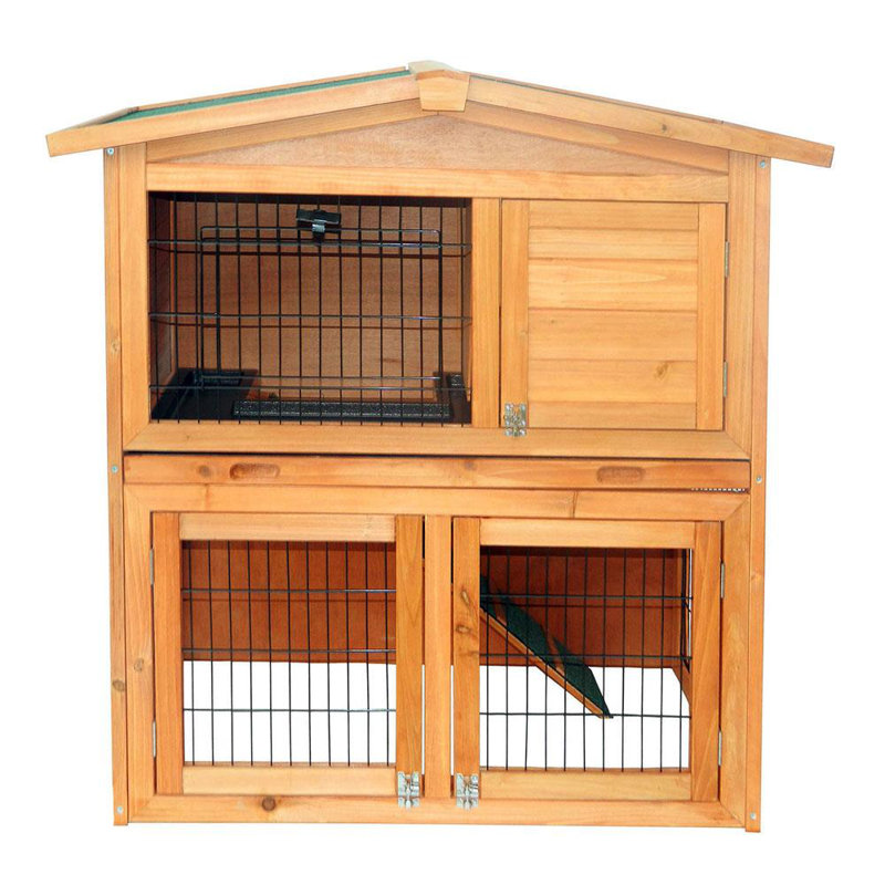 Huche de lapin en bois avec rampe Bartlett