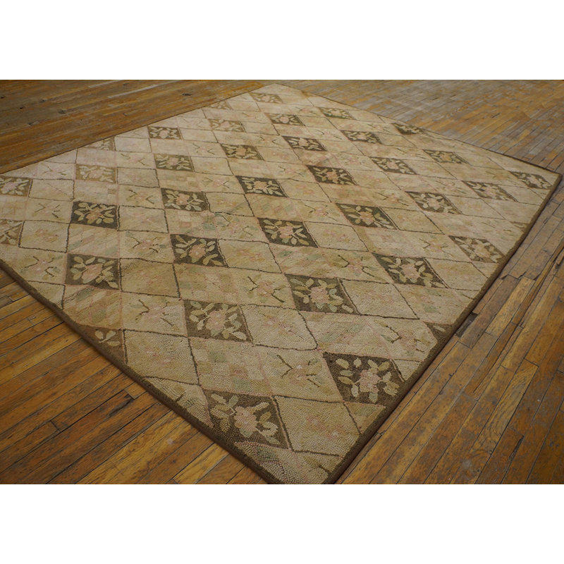 Antique American Hooked Usa Allover Rug