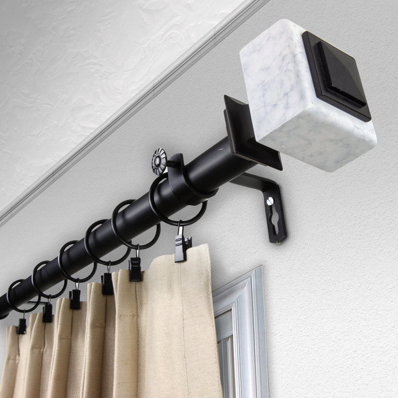 Tringle à rideaux simple Estelle, H 2,5 po x l 240 po x P 3,63 po, Noir