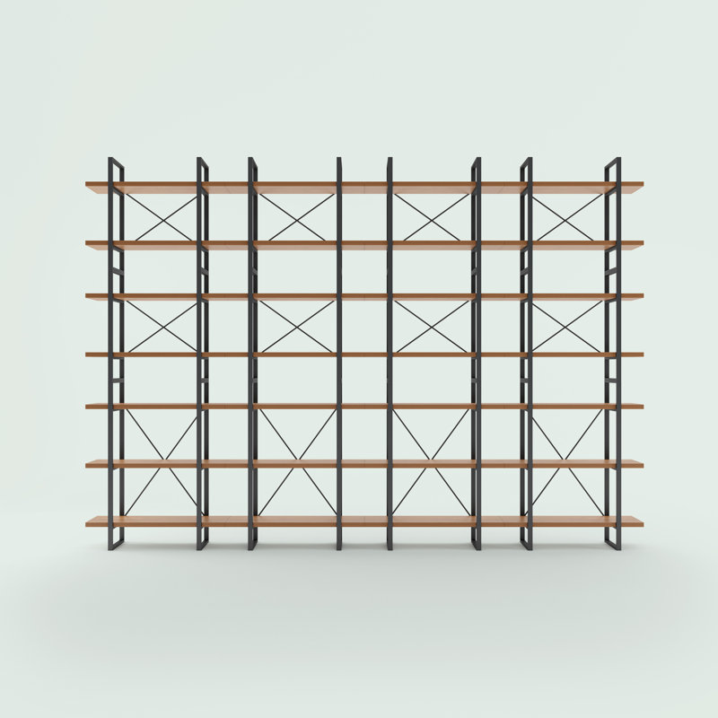 17 Stories 7-Tier Walnut Color Display Etagere Bookshelves