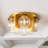 6-Light Modern Brass Finish Bubble Glass Flush Mount Ceiling Light