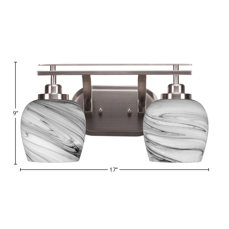 Alirra 2 Light Bath Bar Shown With 6" Glass, Brushed Nickel, Gray