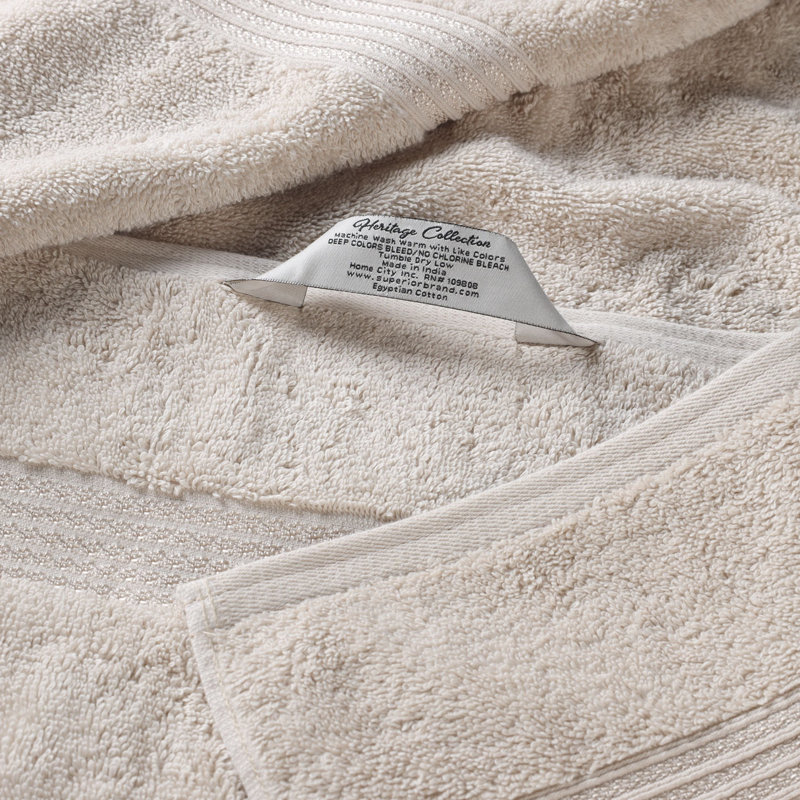 Guadlupe Heritage Egyptian Cotton Soft 12 Piece Bathroom Towel Set, Stone