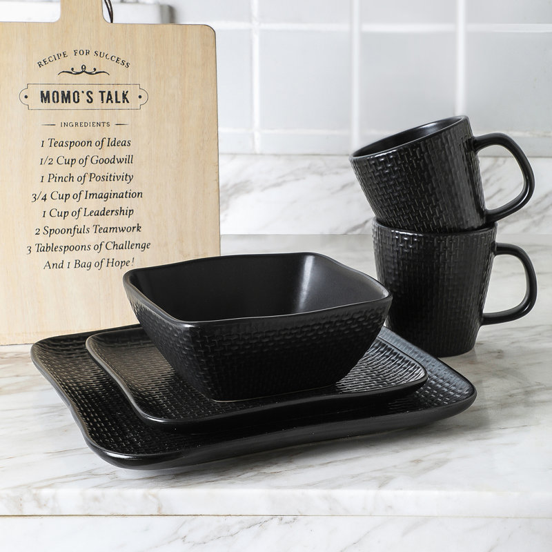 Stone Lain Olivia 16-Piece Dinnerware Set Stoneware, Black