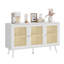 Buffet 32 po en rotin avec tablettes réglables, armoire de bar d'appoint Boho pour entrée et cuisine, robot aspirateur, blanc-715424628