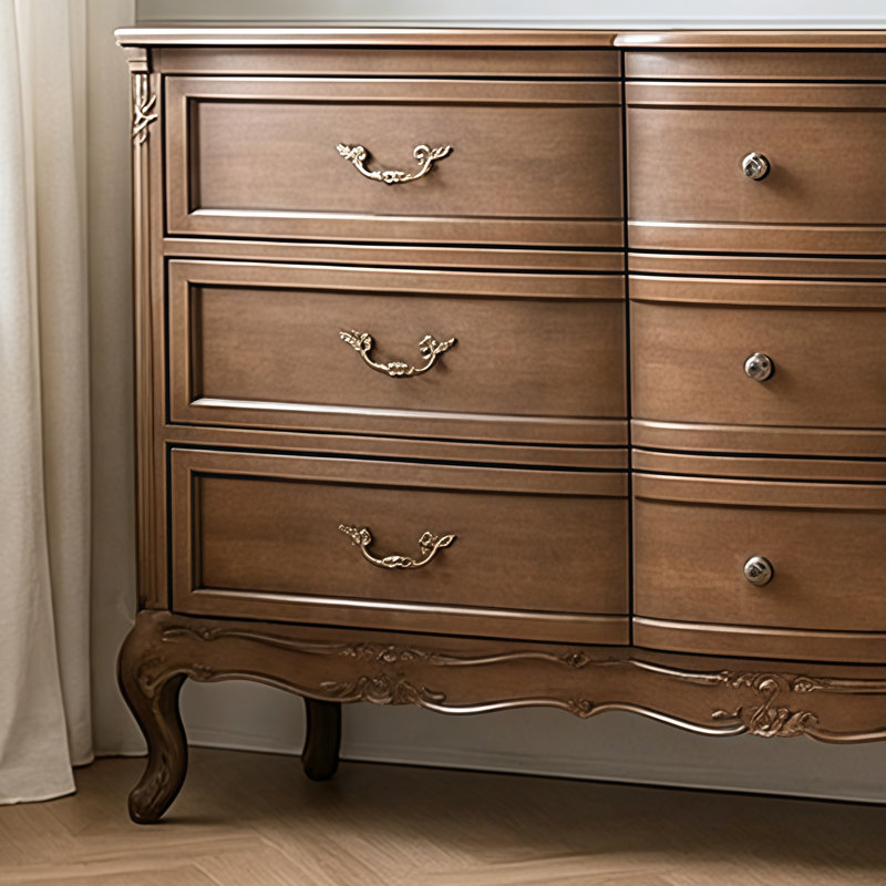 Commode de style français rétro sculptée, Brun