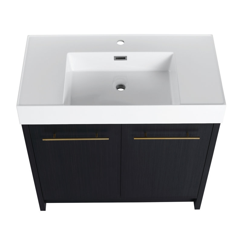 Meuble-lavabo autoportant avec lavabo en résine