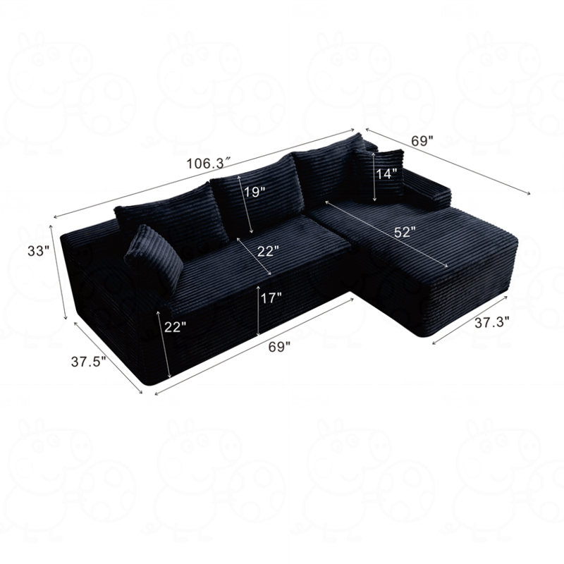 Canapé modulaire 106,3 po Cloud, Noir