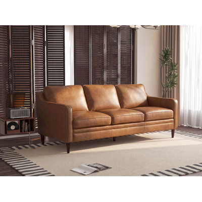 Ashtabula Genuine Leather Square Arm Sofa