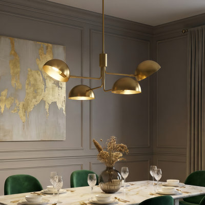 Lustre spoutnik à 4 lumières à intensité variable de 36 po avec abat-jour en métal