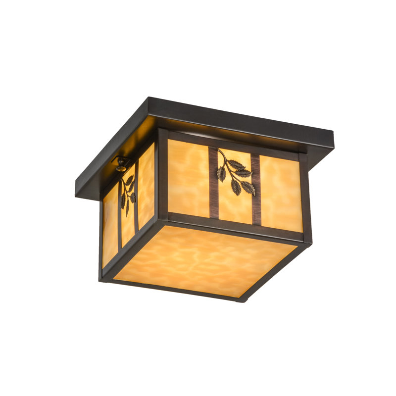 Plafonnier encastré carré 14 po à 1 lumières unique, Beige