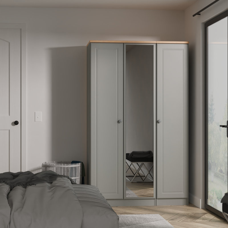 Arpelar Manufactured Wood Wardrobe, Dusk Grey/Oak