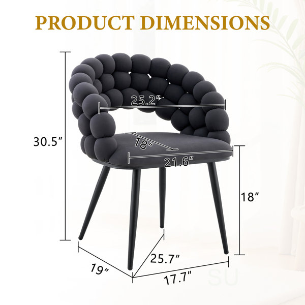 Mercer41 Set of 2 Puffy Chair Ball Chain Chair Velvet Dining Chairs ...