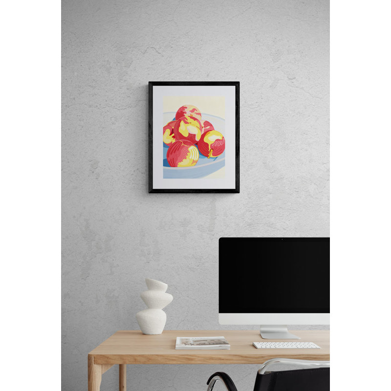 Peaches In Bowl Print by Evan Sklar, Black Framed Paper, 20" H x 16" W