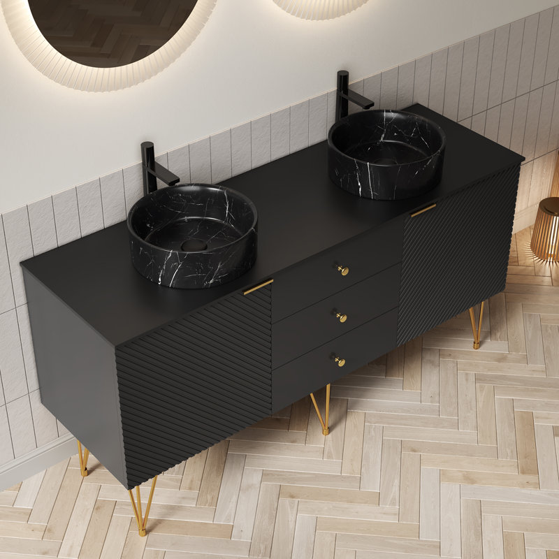 Meuble-lavabo autoportant en contreplaqué Gema