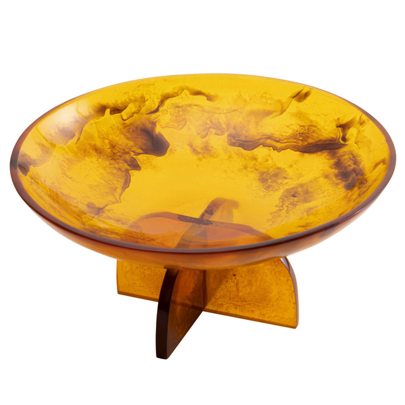 Lucente Tortoise Shell Resin Fruit Bowl, Black/Orange/Brown