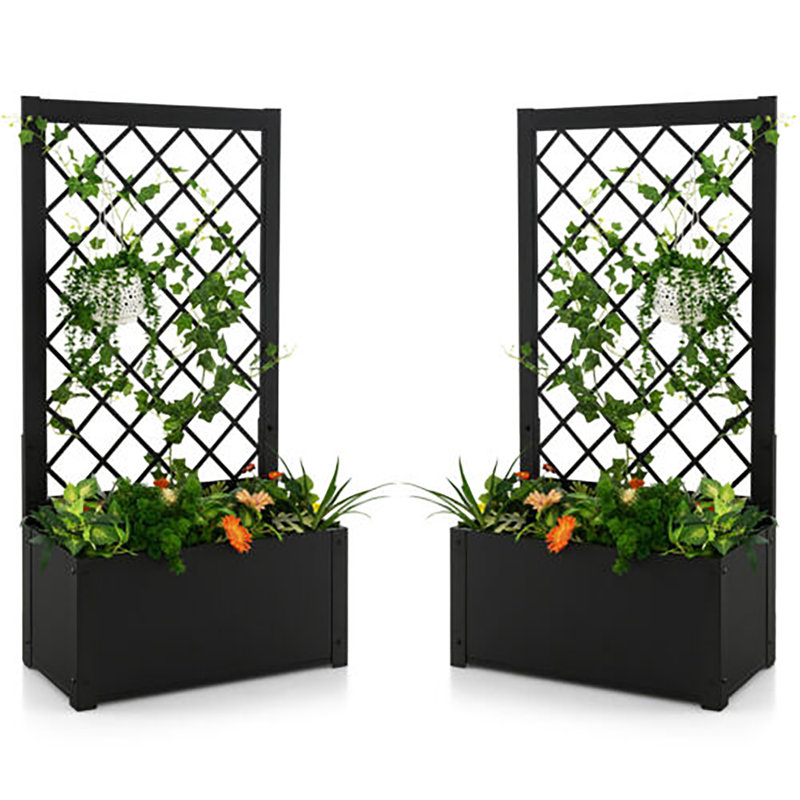 Shandia Metal Planter Box with Trellis, 49" H x 25" W x 12.5" D, 2