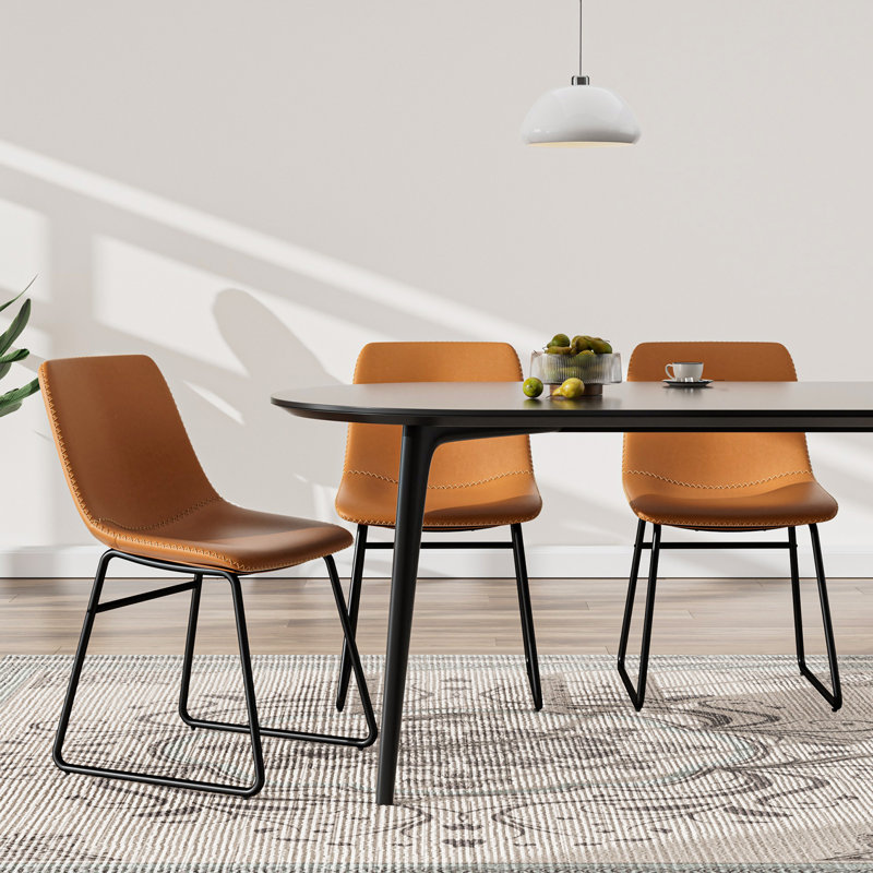 Chaise rembourrée en similicuir Ipke, Brun whisky