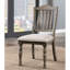Chaises de salle à manger gris antique, 2 pièces, fabrication en bois massif avec siège en tissu et finition courbée de style transitionnel 2 pièces, pieds tournés avec coussin