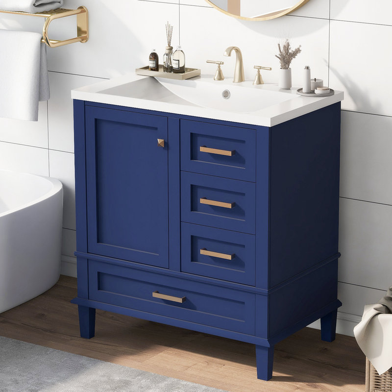 18.09'' Single Bathroom Vanity with Sink Top , Blue