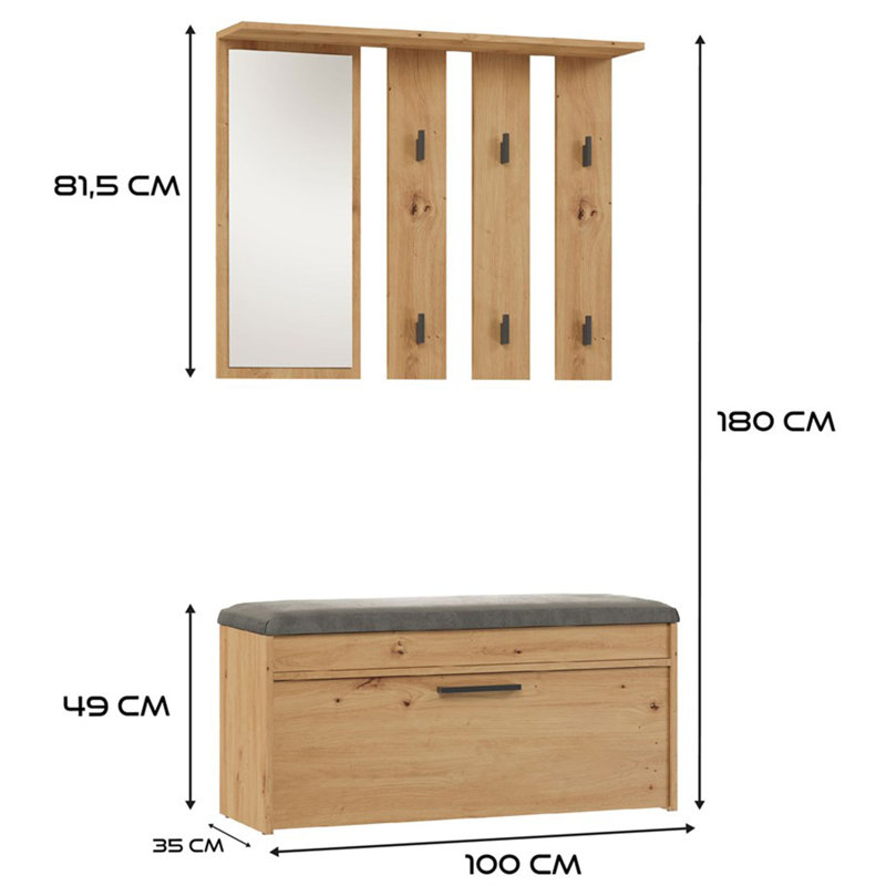 Hall Tree 100cm Wide, Beige