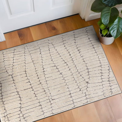 Pebble Texture Ivory Mist Cream Indoor High-Low Area Rug