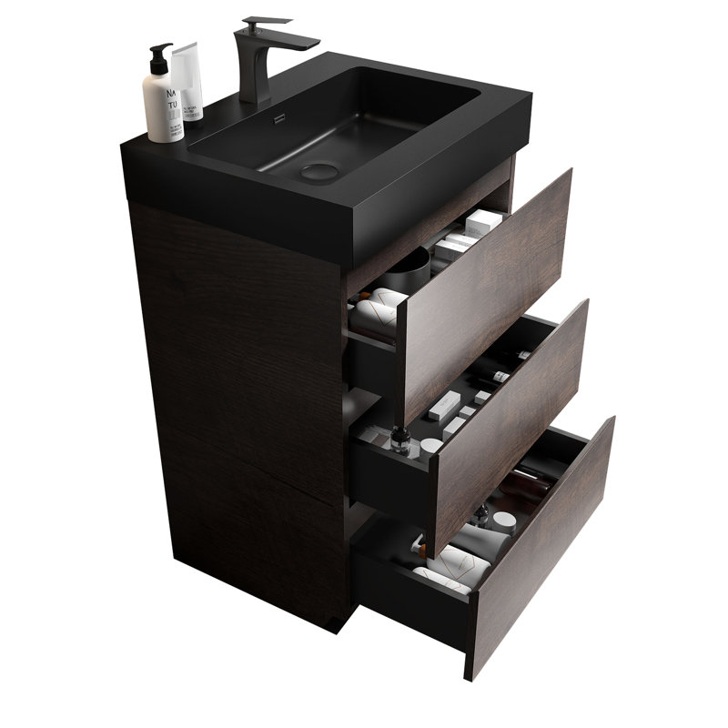 Meuble-lavabo en noyer 24 po Valdes, Noir, 24"