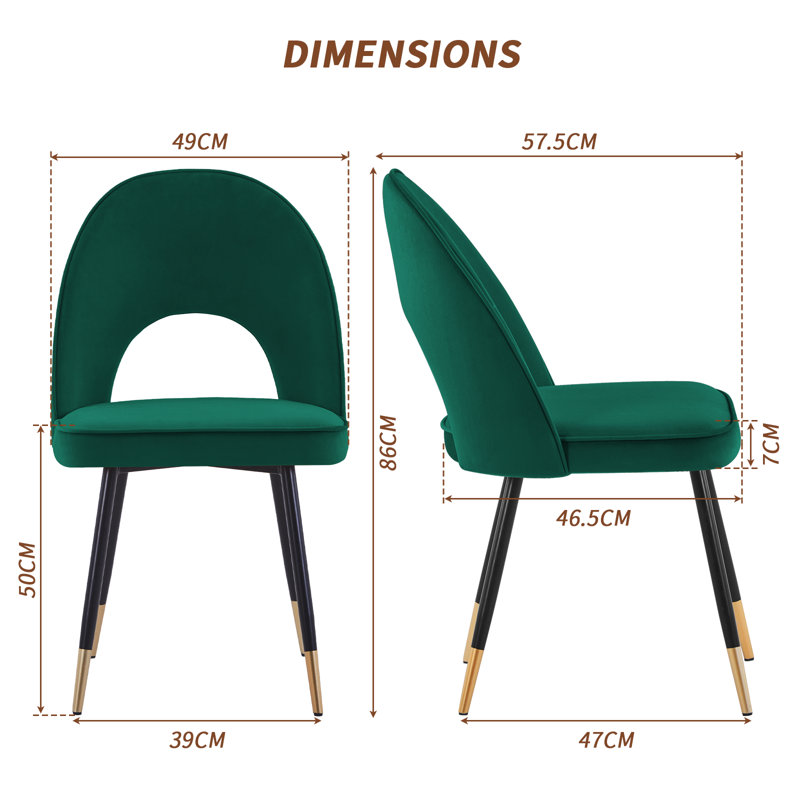 Zackery Velvet Upholstered Dining Chair Parsons, Green, 4